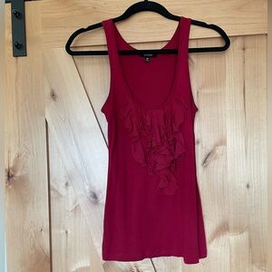 Express Women's Red Ruffle Tank Top